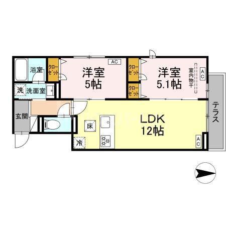 セレスティア西新井II(2LDK/1階)の間取り写真