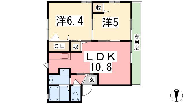 フォーレス余部(2LDK/1階)の間取り写真