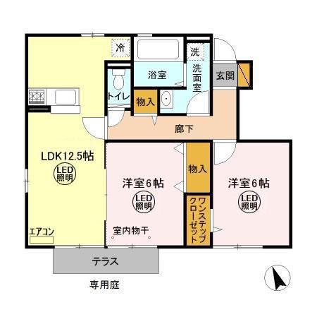 ベル テールB(2LDK/1階)の間取り写真