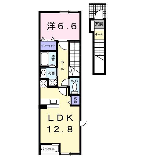 リベラル K2(1LDK/2階)の間取り写真
