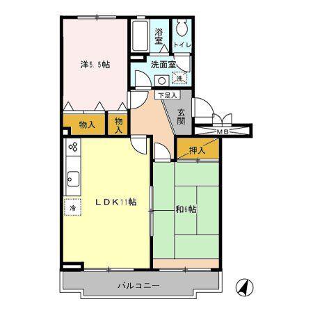 サンルミエール(2LDK/3階)の間取り写真