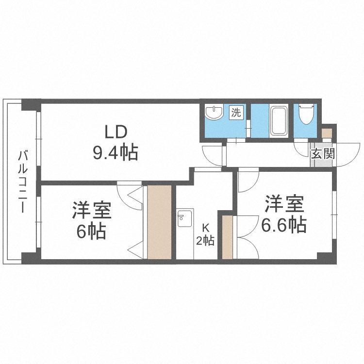 杉原マンション(2LDK/4階)の間取り写真