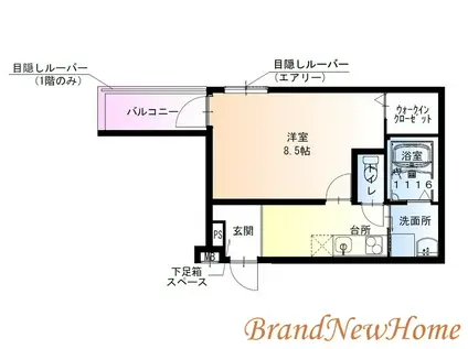 フジパレス湊サウス(1K/1階)の間取り写真