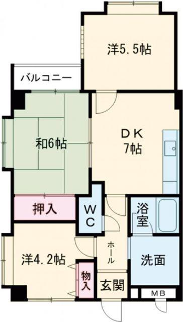 ベネフィス魚住II(3DK/3階)の間取り写真