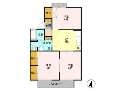 コーポ七曲りE(3DK/1階)の間取り写真