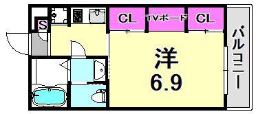 コンフォート南塚口町(1K/3階)の間取り写真