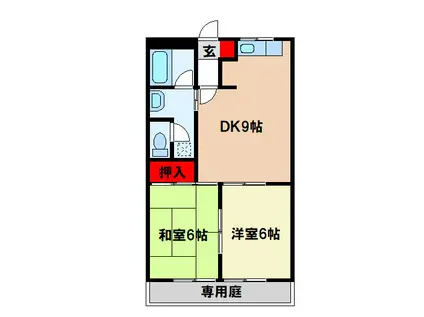 エイトハウスB(2DK/1階)の間取り写真