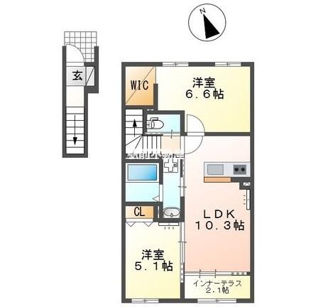 プライムヒルズ(2LDK/2階)の間取り写真