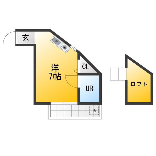ベルハイム南ヶ丘(ワンルーム/1階)の間取り写真