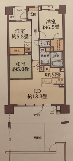川崎サイトシティII番館(3LDK/1階)の間取り写真