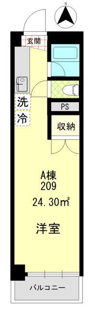 カーサ大森(ワンルーム/2階)の間取り写真