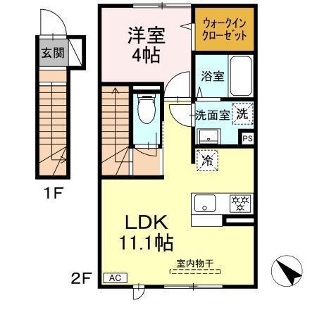 浜乃木レジデンスK(1LDK/1階)の間取り写真