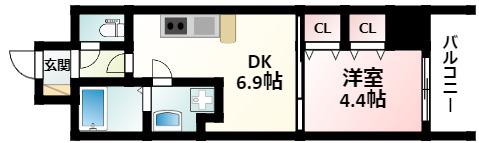 セントロイヤルクラブ新大阪(1DK/7階)の間取り写真