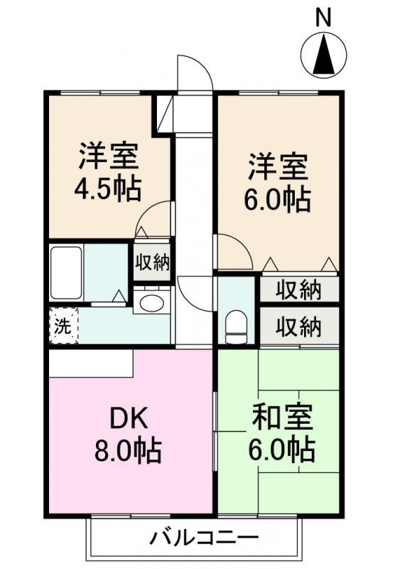 フォブールタイセイ(3DK/1階)の間取り写真