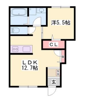 メイプルハイム(1LDK/1階)の間取り写真