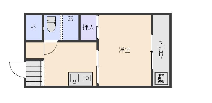 ふじマンション(1K/7階)の間取り写真