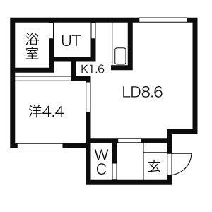 リンコントロ発寒南(1LDK/3階)の間取り写真