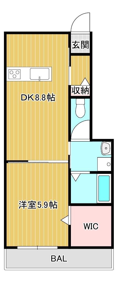 ヴレクール A(1DK/1階)の間取り写真