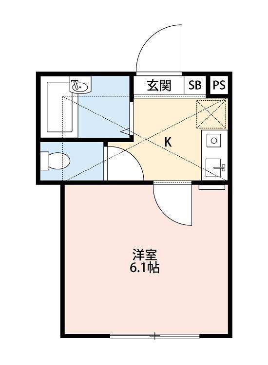 ミキハイツ淵野辺(1K/1階)の間取り写真