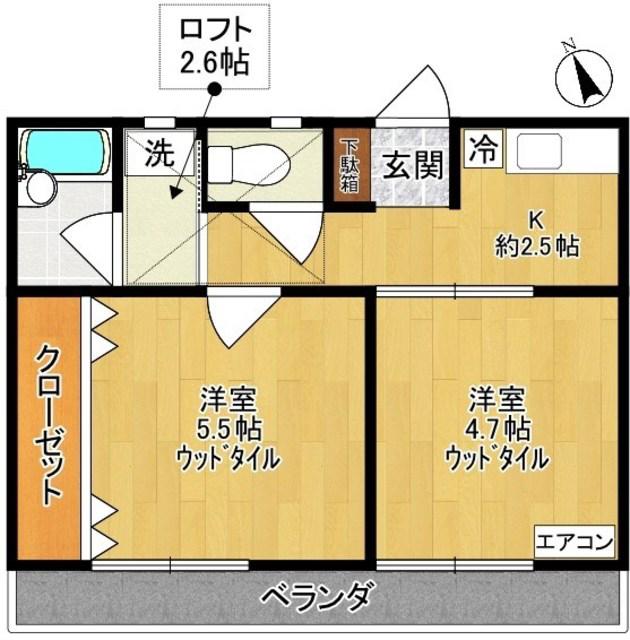 ペアハイム II(2K/1階)の間取り写真