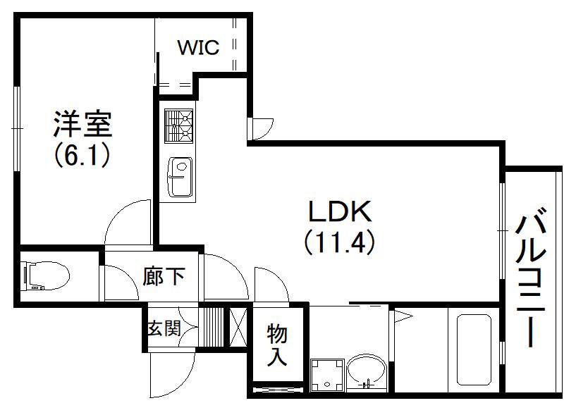 アンスリウム(1LDK/1階)の間取り写真