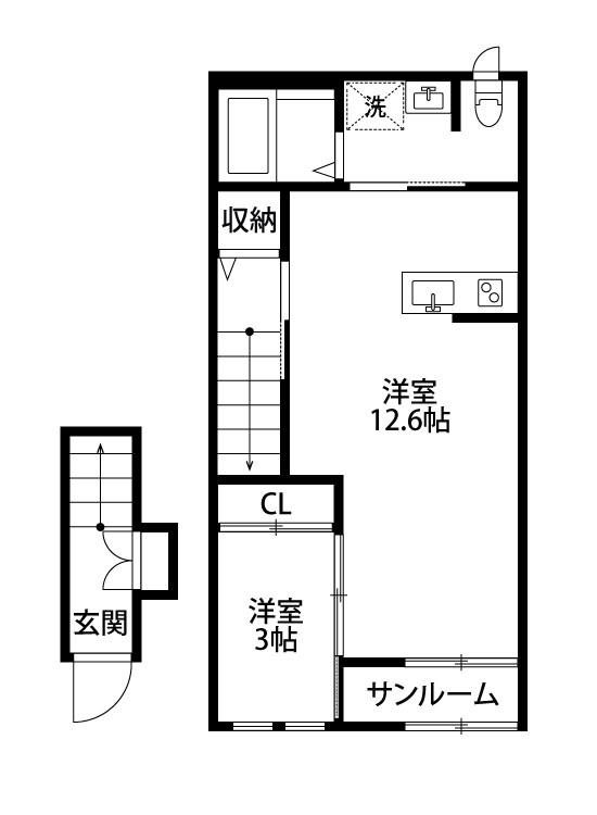 グランヴィア III(1LDK/2階)の間取り写真