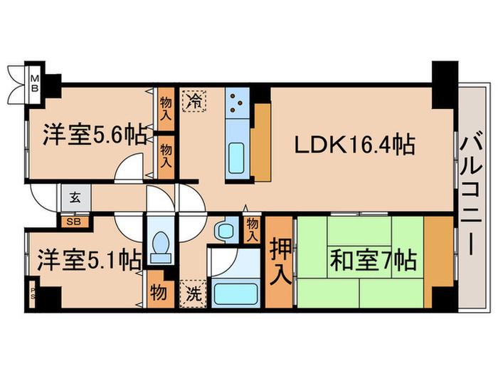 グレース柴又(3LDK/2階)の間取り写真
