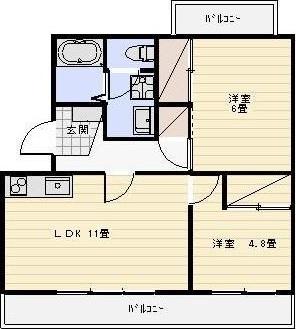 ラフォーレ向平(2LDK/3階)の間取り写真