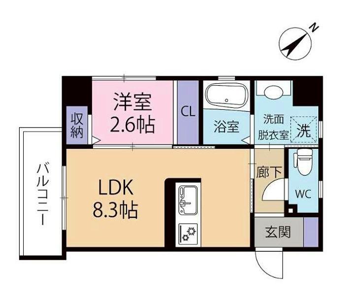 ル・シエル(1LDK/2階)の間取り写真