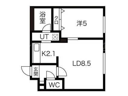 ラフィネ東札幌(1LDK/1階)の間取り写真