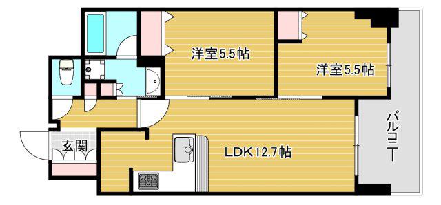 プレサンス ロジェ 難波 GRAND ウエスト(2LDK/4階)の間取り写真