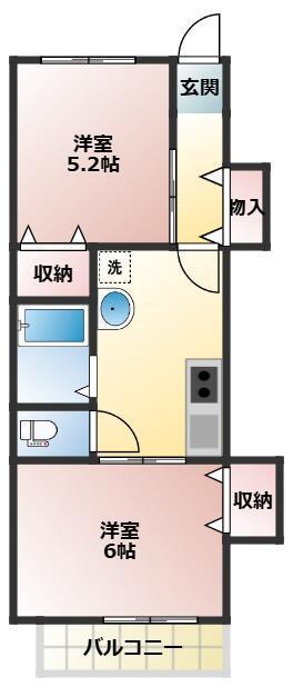 月村マンションNO.2(2DK/2階)の間取り写真