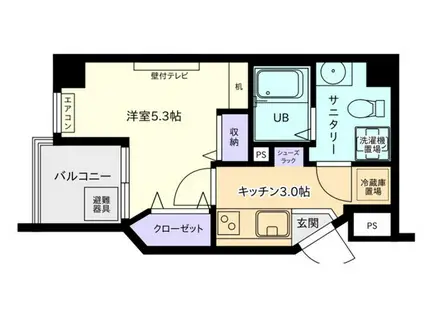 エクセル横川(ワンルーム/6階)の間取り写真