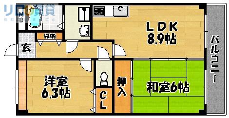 ドリーム大桐(2LDK/1階)の間取り写真