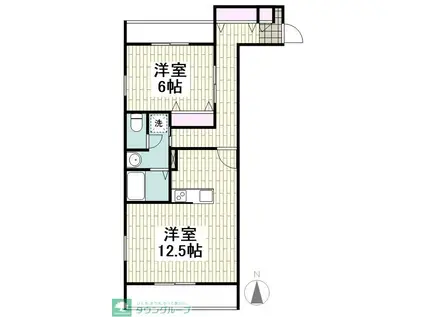 夫婦坂Tハウス(1LDK/2階)の間取り写真