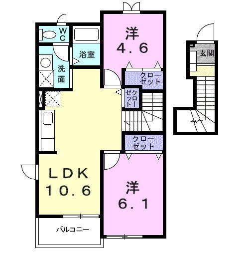 プリオール(2LDK/2階)の間取り写真