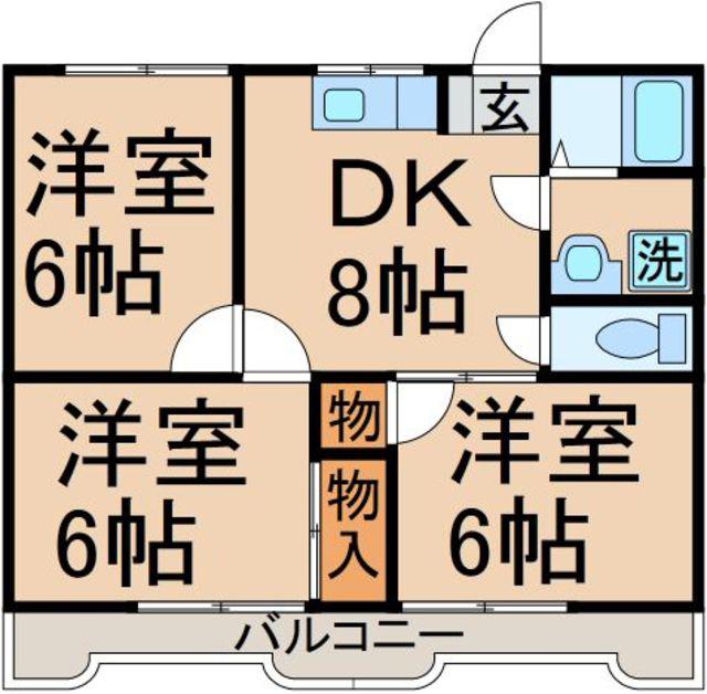 ハイツ片倉(3DK/2階)の間取り写真