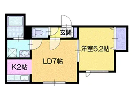 ラグドール(1LDK/2階)の間取り写真