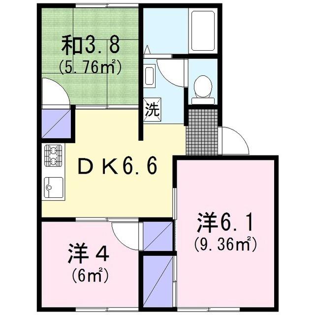 坂口ハイツII(3DK/1階)の間取り写真