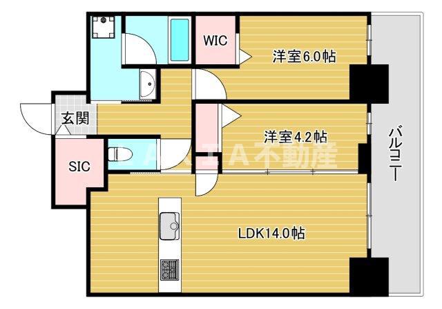 ルクスエテルナ江戸堀(2LDK/7階)の間取り写真