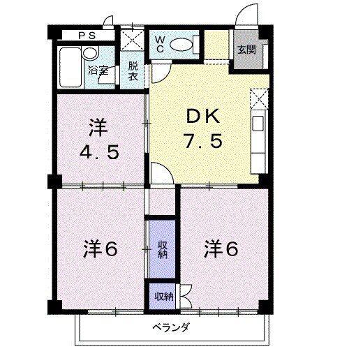 ドミール石田II(3DK/2階)の間取り写真