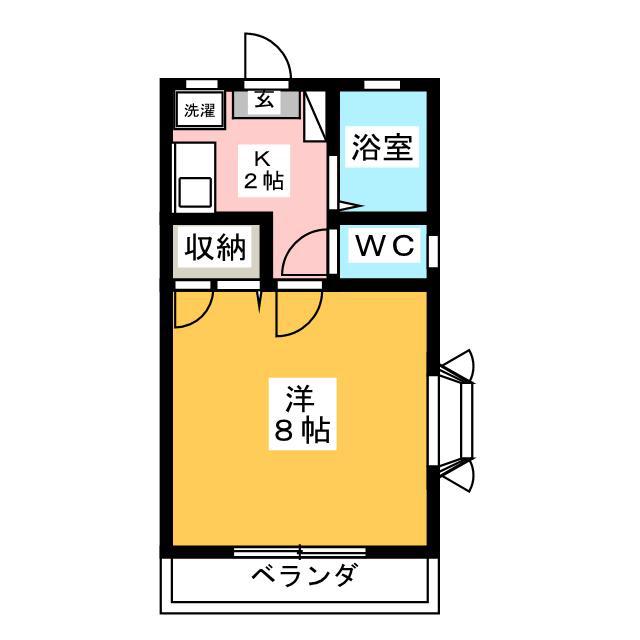 アベニール湘南台(1K/2階)の間取り写真