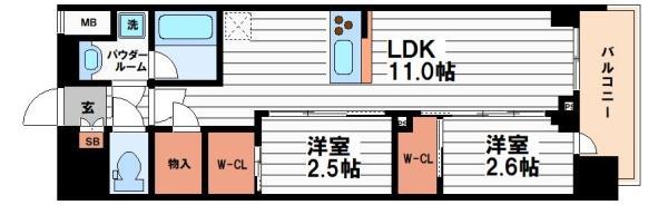 コンフォリア・リヴ淡路町一丁目(2LDK/8階)の間取り写真