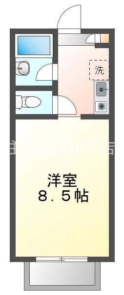 サンレスト湯山B棟(1K/1階)の間取り写真
