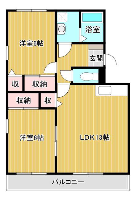 アスレ上島(2LDK/1階)の間取り写真