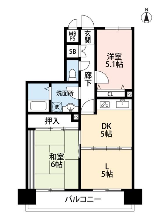 ライオンズマンション(3DK/3階)の間取り写真