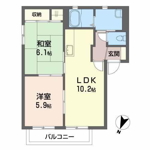レジデンス21 D(2LDK/2階)の間取り写真