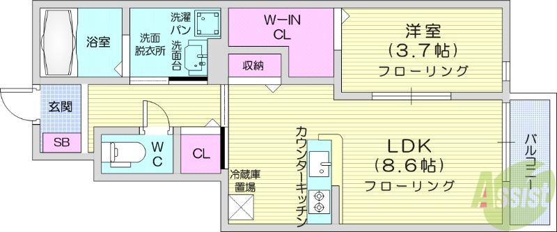 フォレストヒル国見(1LDK/1階)の間取り写真