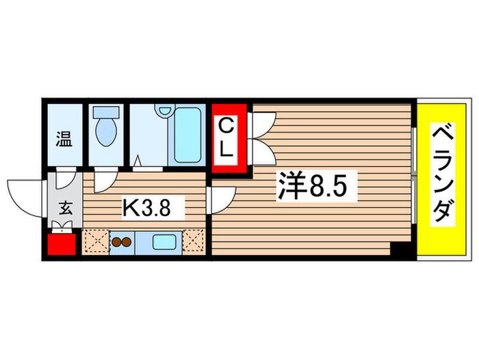 ボヌールII(1K/3階)の間取り写真