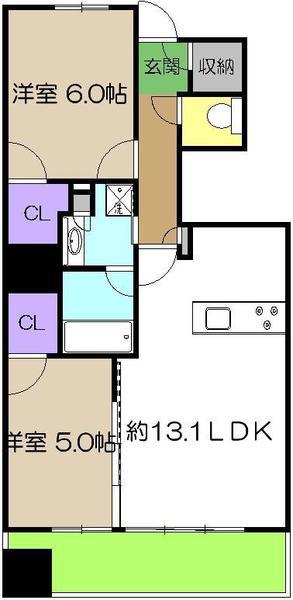 セントラルレジデンス高知中央公園(2LDK/17階)の間取り写真